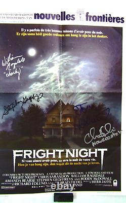 Fright Night Original 1985 French / Dutch Movie poster 14x21 Cast signed X 4