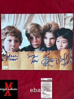 GOONIES CAST SIGNED 11x14 PHOTO! SEAN ASTIN, COREY FELDMAN +2! JSA COA