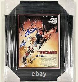 Goonies cast signed framed 11x14 photo PSA COA Cohen Astin Feldman Quan Donner