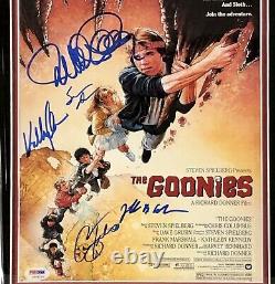 Goonies cast signed framed 11x14 photo PSA COA Cohen Astin Feldman Quan Donner