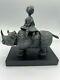 Graciela Rodo Boulanger Original Cast Bronze Sculpture -girl On Rhino- Signed