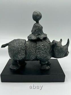 Graciela Rodo Boulanger Original Cast Bronze Sculpture -Girl on Rhino- Signed