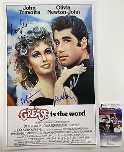 Grease Cast Signed By Four 11x17 Poster Autographed Travolta, Randal JSA COA