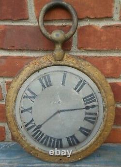Great small Antique Pocket Watch Jewelers Trade Sign Cast Iron And Tin