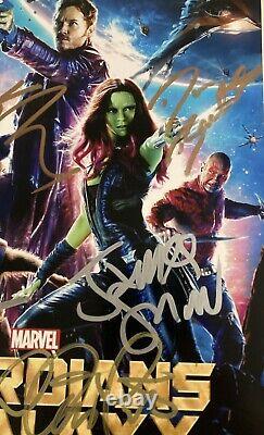 Guardians Of The Galaxy Cast Signed 8x10 5 Sigs Pratt, Bautista, Gillan Beckett