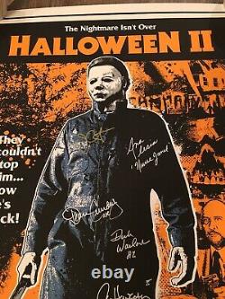 Halloween 2 James Rheem Davis screen printed poster CAST SIGNED JOHN CARPENTER