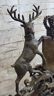 Hot Cast Signed Original French Artist Jean Patoue Royal Crest Bronze Sculpture