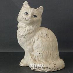 Hubley Cast Iron Persian Sitting Cat Door Stop Original Paint #302 Signed