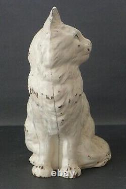 Hubley Cast Iron Persian Sitting Cat Door Stop Original Paint #302 Signed