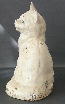 Hubley Cast Iron Persian Sitting Cat Door Stop Original Paint #302 Signed