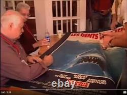JAWS 1975 original HUGE Les Dents De La Mer poster cast signed x9 Lee Fierro