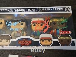 JSA CAST SIGNED x3- Funko Pop Stranger Things 8Bit Gaten Caleb McLaughlin 4 Pack