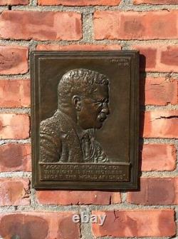 James Earle Fraser Cast Bronze Plaque Bas Relief Sculpture Of Teddy Roosevelt