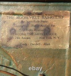 James Earle Fraser Cast Bronze Plaque Bas Relief Sculpture Of Teddy Roosevelt