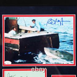 Jaws Cast Signed Photo Display (4) Robert Shaw, Steven Spielberg, etc. COA JSA