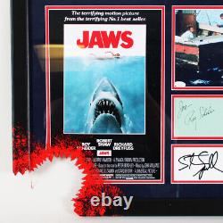 Jaws Cast Signed Photo Display (4) Robert Shaw, Steven Spielberg, etc. COA JSA