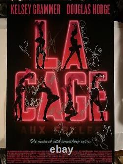 KELSEY GRAMMER, LA CAGE CAST SIGNED, BROADWAY WINDOW CARD/POSTER 14x22