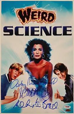 Kelly Lebrock/Hall/Mitchell-Smith cast signed Weird Science 11x17 Photo PSA COA