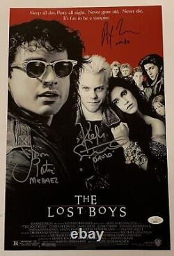 Kiefer Sutherland +2 Cast SIGNED 11x17 Photo The Lost Boys EXACT PROOF JSA COA B