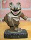 Line Up With Bear (alignment) Art Deco Cast Iron Advertising Paperweight Sign