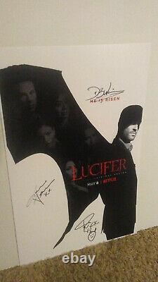 Lucifer Autographed By Cast Netflix Tom Ellis, D. B. Woodside, Lauren + C. O. A