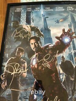 Marvel Avengers Autographed Poster 16 Cast Members RDJ, Stan Lee, Evans With Cert
