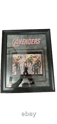 Marvel Avengers Framed Cast Signed Photo, Antiquities COA. Downey, ScarJo, Evans