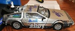 Michael J Fox Christopher Lloyd Wilson Thompson CAST signed DeLorean Beckett