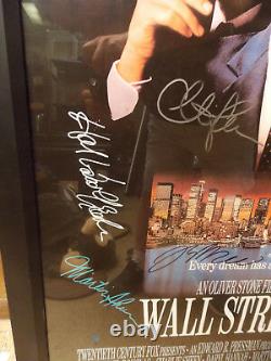 Movie Poster Wall Street Full Cast Autographed CoA Sheen Douglas Hannah Framed