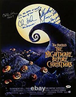 NIGHTMARE BEFORE CHRISTMAS Cast Signed 16x20 Photo QUOTES Sarandon O'hara PSA