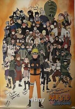 Naruto Cast Signed 22.5x34 Naruto Shippuden Trends Poster JSA COA WITNESS
