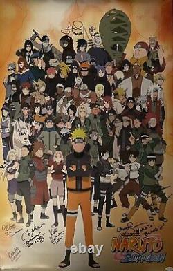 Naruto Cast Signed 22.5x34 Naruto Shippuden Trends Poster JSA COA WITNESS