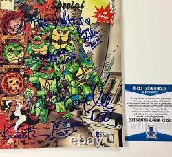 Ninja Turtles TMNT Kevin Eastman + Cast (6) Signed Comic Book with Sketch BAS COA
