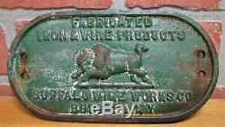 Old BUFFALO WIRE WORKS Co NY Cast Iron Nameplate Equipment Machinery Sign