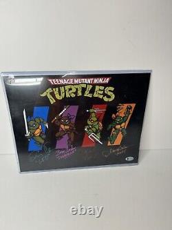 Original 4 Teenage Mutant Ninja Turtles Cast Signed 11x14 Photo Beckett Cartoon
