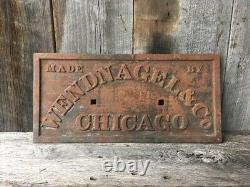 Original Antique Plaque Sign Wendnagel Chicago Water Tower Cast Iron Metal Sign