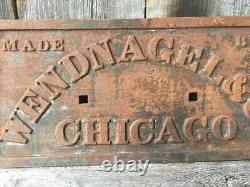 Original Antique Plaque Sign Wendnagel Chicago Water Tower Cast Iron Metal Sign