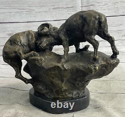 Original Cast Bronze Signed Collectible Two Rams Ram br Williams Art Deco Figure