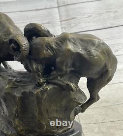 Original Cast Bronze Signed Collectible Two Rams Ram br Williams Art Deco Figure