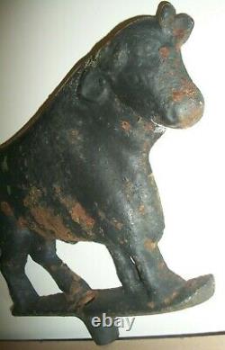 Original, Rare 1800's Cast Iron Bull-cow Figure, Farm Sign Or Butcher Shop Topp