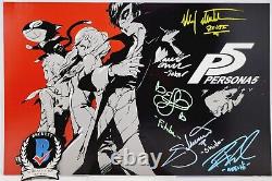 Persona 5 Cast signed Joker Ryuji Futaba Goro Akechi Shido 11x14 Photo BAS