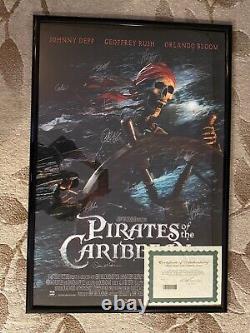 Pirates Of The Carribean Original Movie Poster Signed By 13 Cast Members WithAuth
