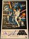 Rare! Star Wars Cast Signed Poster Withgeorge Lucas Harrison Ford Carrie Hamill +6