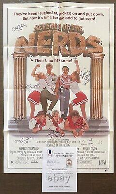 REVENGE OF THE NERDS 8 Cast Members Signed POSTER Original One Sheet BECKETT COA