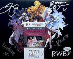 RWBY Anime Cast SIGNED 8X10 Photo JSA COA Zech, Jones, Dunkelmen, Eberle