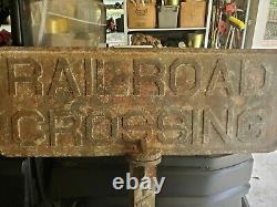 Rare Original Antique Cast Iron Railroad Crossing Sign