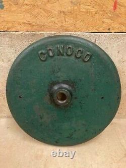 Round Conoco Cast Iron Sign Base Original Paint Lollipop Weight Gas Oil