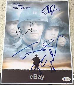 SAVING PRIVATE RYAN HANKS SPIELBERG 5x FULL CAST SIGNED AUTOGRAPH POSTER BAS