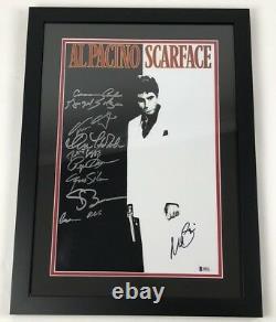 SCARFACE CAST X10 signed 11x17 Movie Poster Framed Al Pacino Loggia BAS Beckett