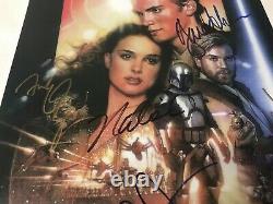 STAR WARS 5 CAST SIGNED MOVIE POSTER EPISODE 2 11x17 WITH COA